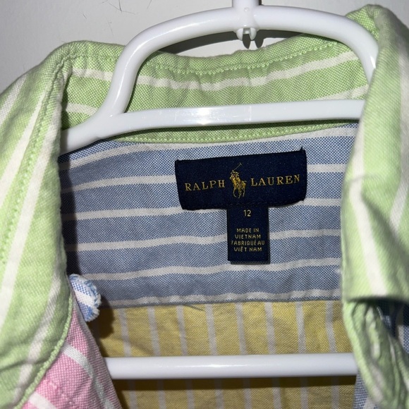 Ralph Lauren Kids' Cotton Oxford Fun Shirtdress In White Multi - Picture 5 of 13